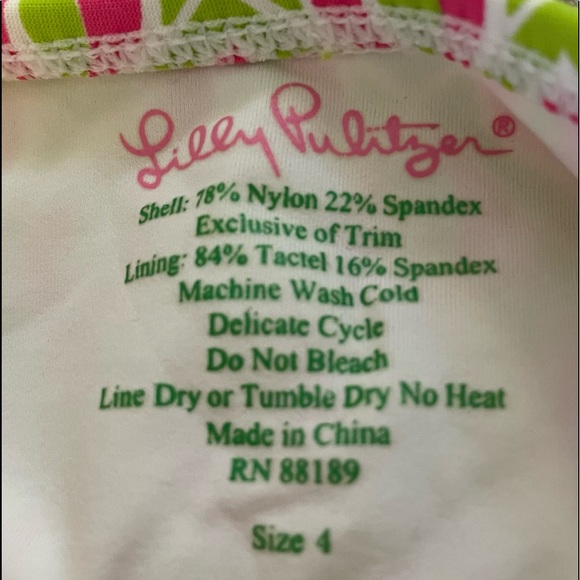 Lilly Pulitzer o ring tankini lime green pink size 4 - Picture 4 of 9